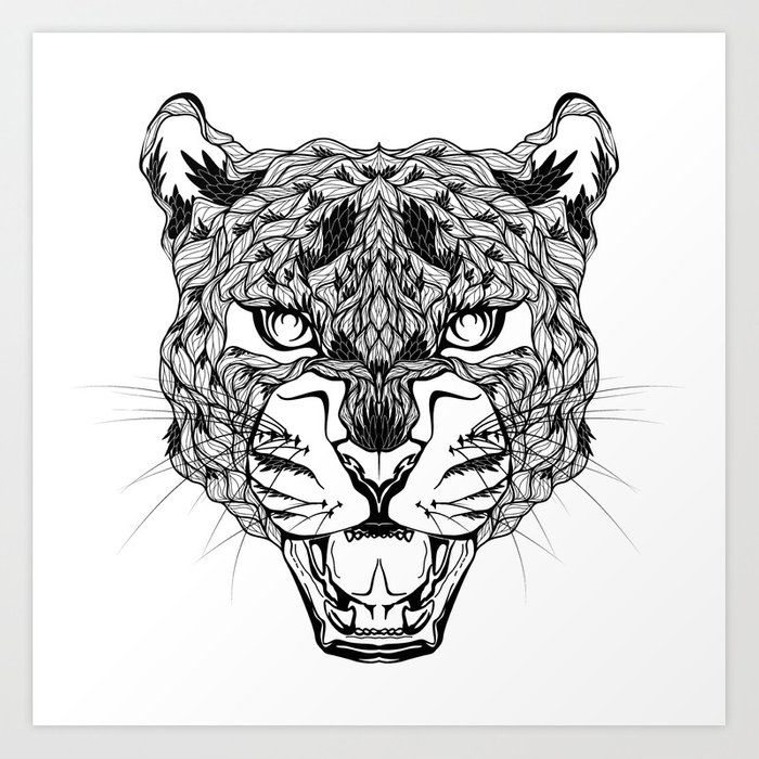 700x700 Leopard Head Psychedelic Zentangle Style Art Print - Leopard Head Drawing