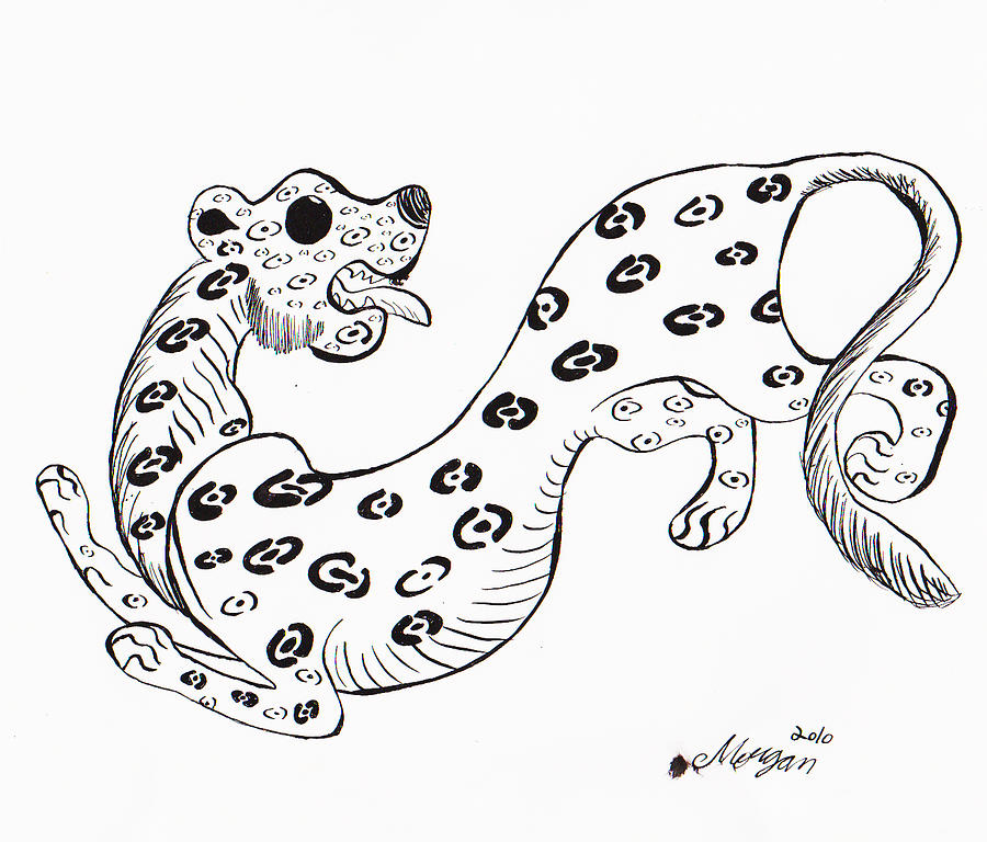 900x768 Chinese Tapestry Leopard Painting - Leopard Line Drawing