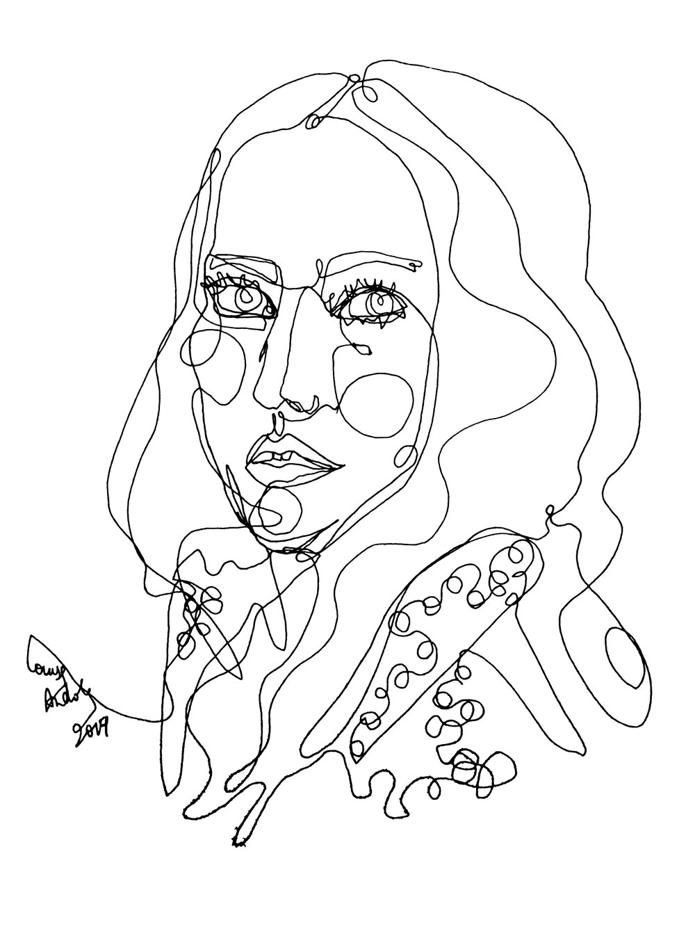 1000x1333 Custom One Line Drawing + X Print Louise Androlia - Leopard Line Drawing