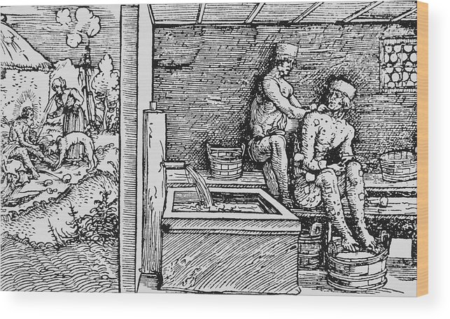 643x456 Woodcut Of Leprosy In Medieval Times Wood Print - Leprosy Drawing
