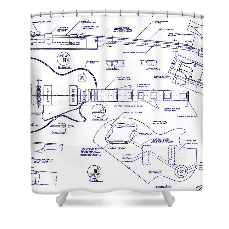 800x800 gibson les paul blueprint drawing shower curtain for sale - Les Paul Drawing