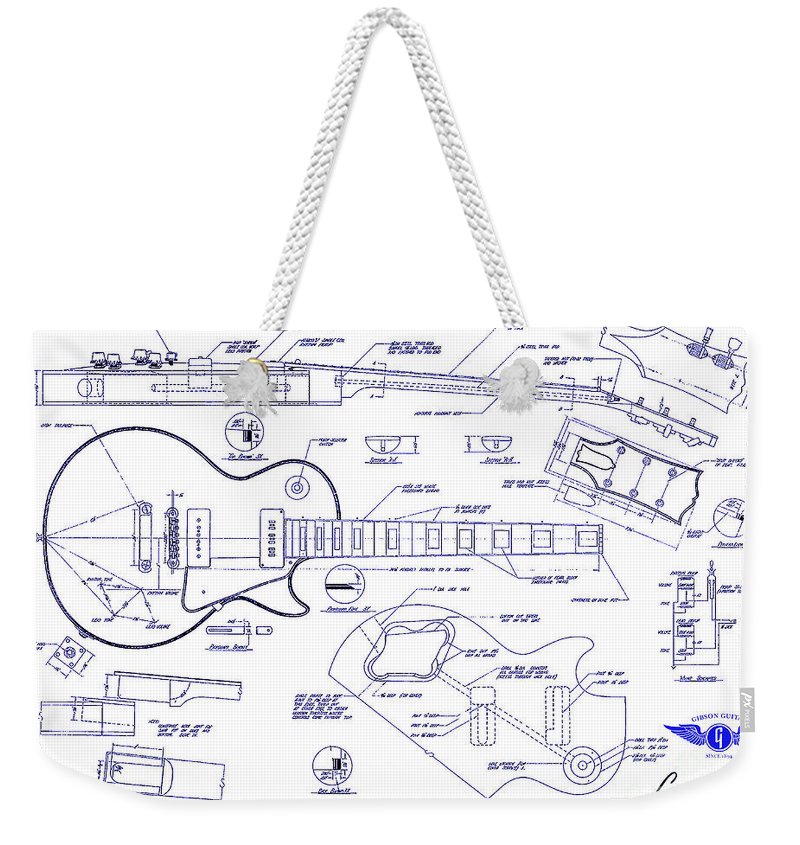 800x845 gibson les paul blueprint drawing weekender tote bag for sale - Les Paul Drawing