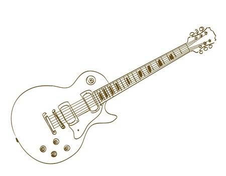 450x351 Hand Drawn Electric Guitar On White Les Paul Guitar Guitar - Les Paul Drawing
