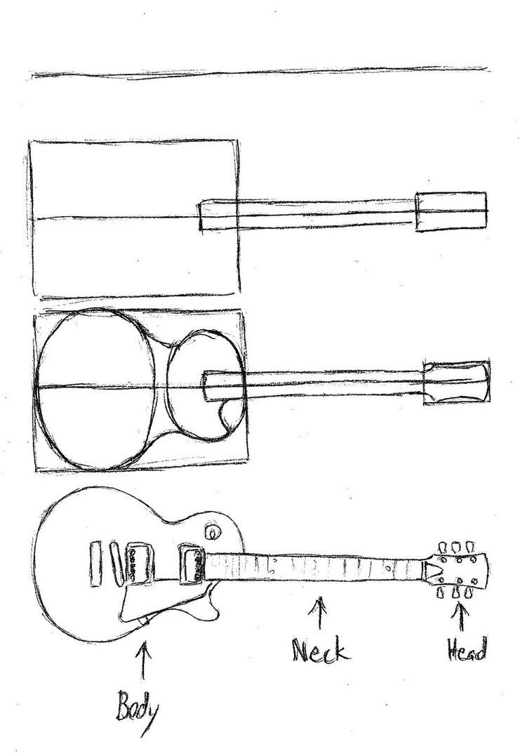 741x1077 How To Draw A Les Paul Guitar - Les Paul Drawing