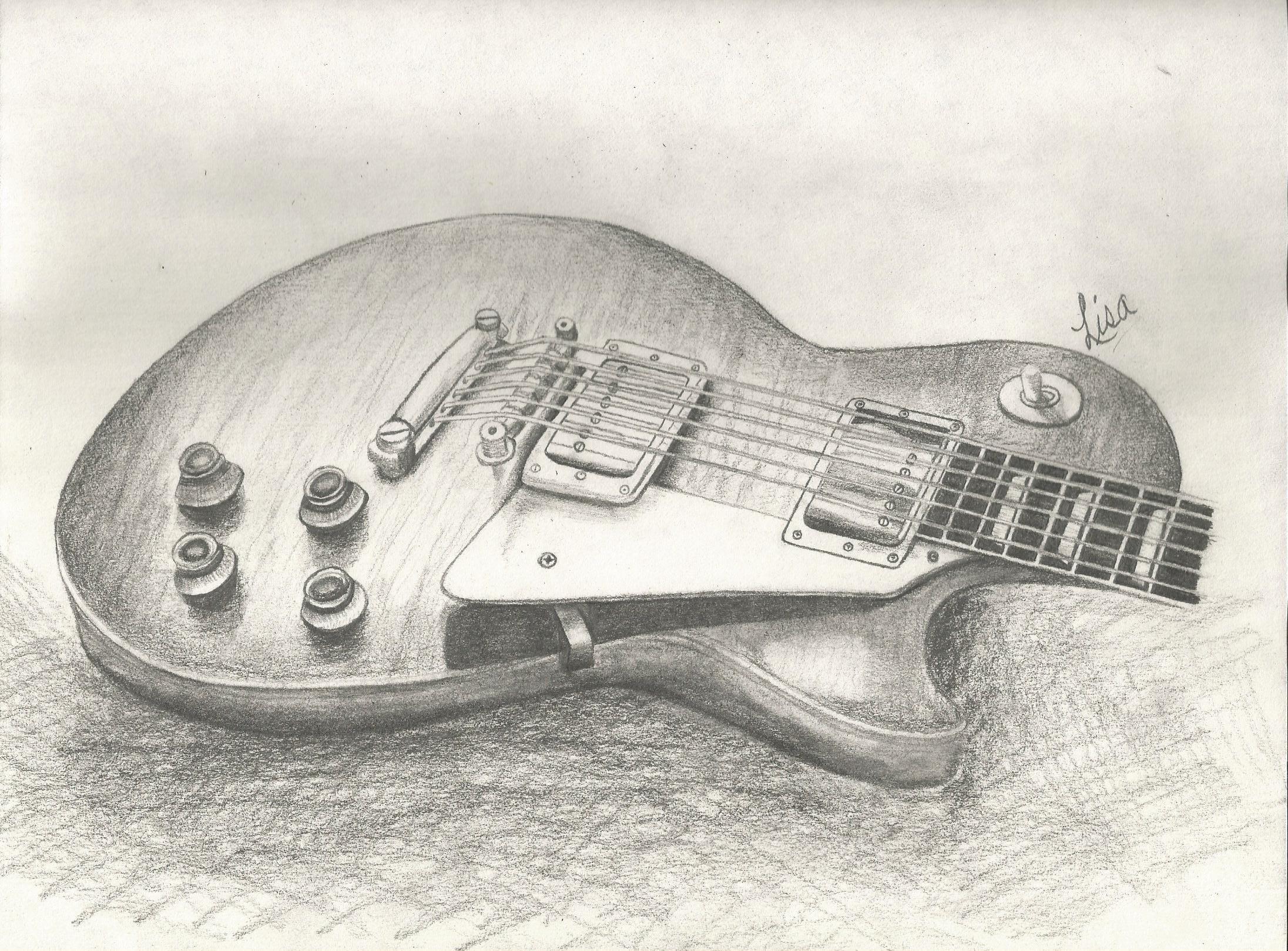 2192x1619 a pencil drawing of a gibson les paul - Les Paul Drawing