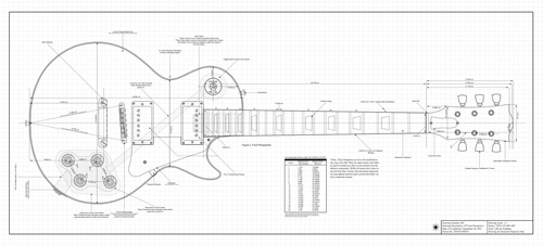 500x227 Free Pdf Guitar Blueprints - Les Paul Drawing