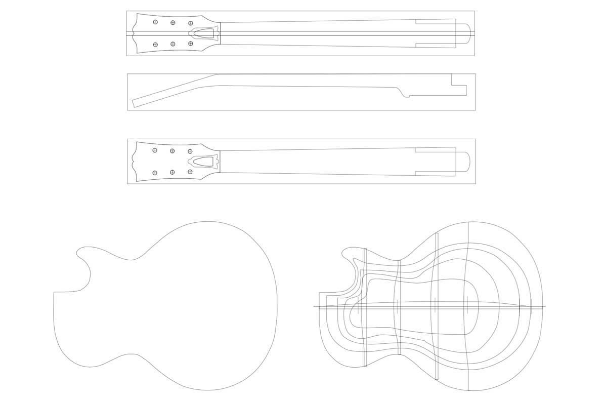 1194x788 gibson les paul guitar templates electric herald - Les Paul Guitar Drawing
