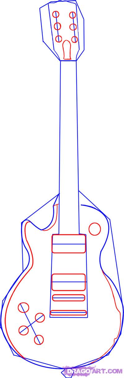 400x1216 How To Draw A Les Paul, Step - Les Paul Guitar Drawing