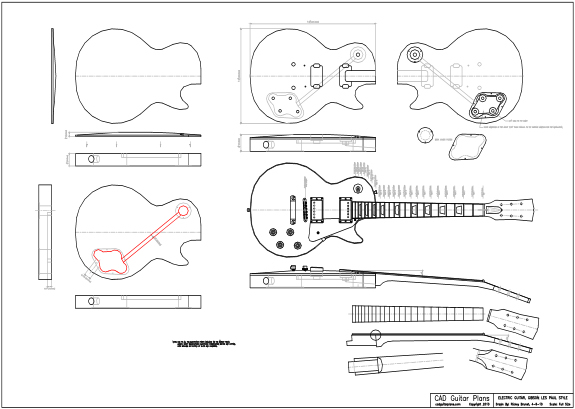 575x409 Les Paul Cad Guitar Plans - Les Paul Guitar Drawing