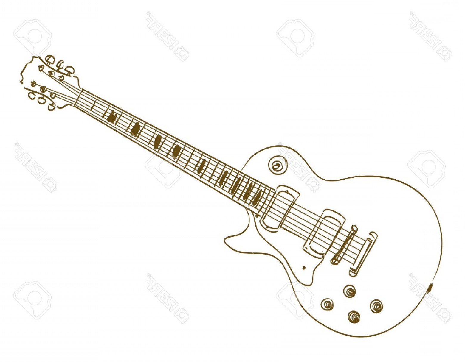1560x1216 Photostock Vector Hand Drawn Electric Guitar On White Les Paul - Les Paul Guitar Drawing