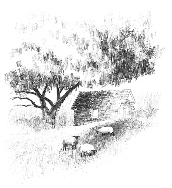 600x655 a landscape drawing lesson and free caran d'ache pencils - Lesson Drawing