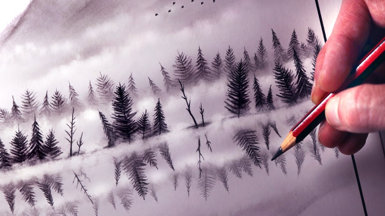 1280x720 how to draw a misty lake - Lethalchris Drawing