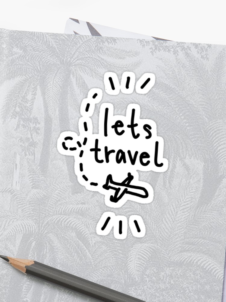 750x1000 Lets Travel Plane Drawing Sticker - Lets Drawing