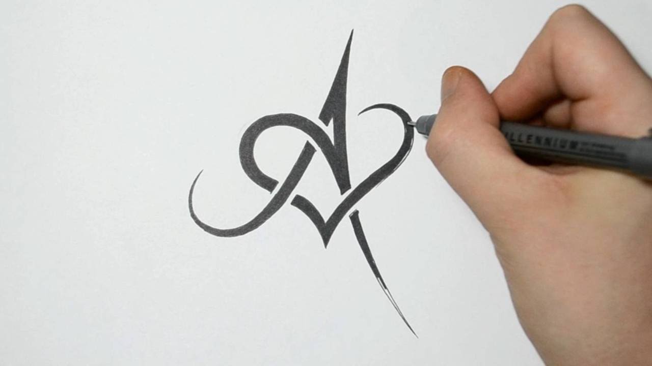 1280x720 How To Drawcombine A Letter With A Heart - Letter A Drawing