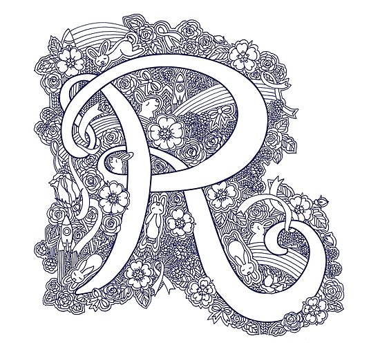 550x496 Letter R Monogram Inked Drawing Art Posters - Letter Art Drawing