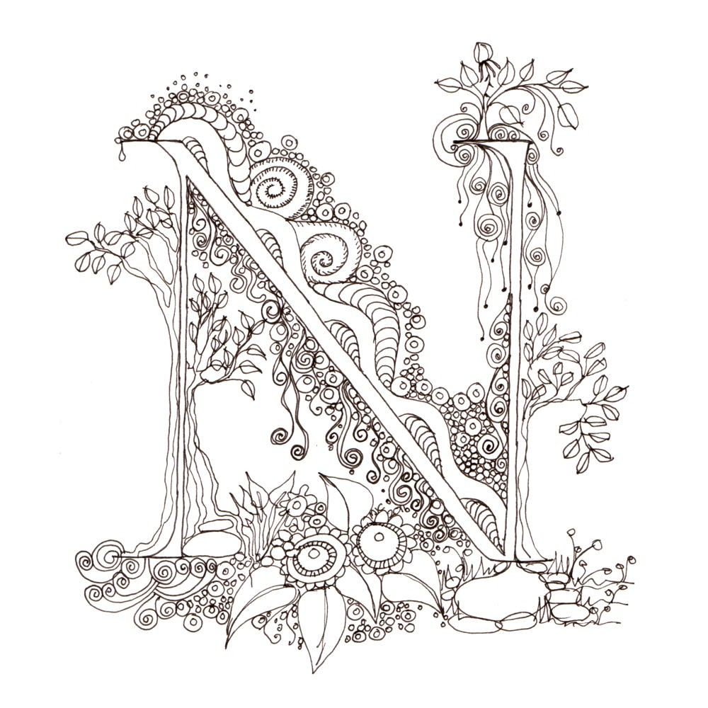 1000x1000 Monogram - Letter Art Drawing