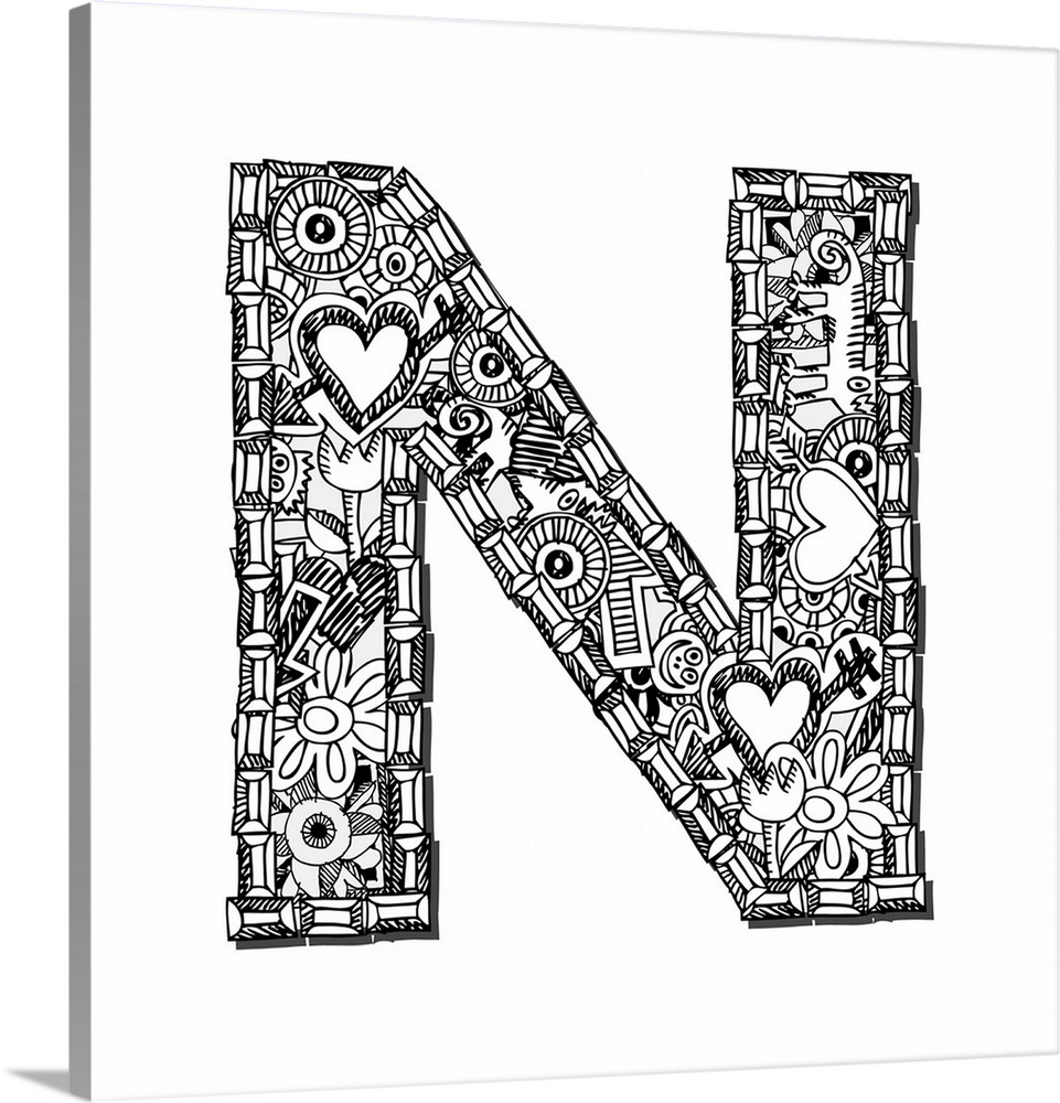 961x1000 N - Letter Art Drawing