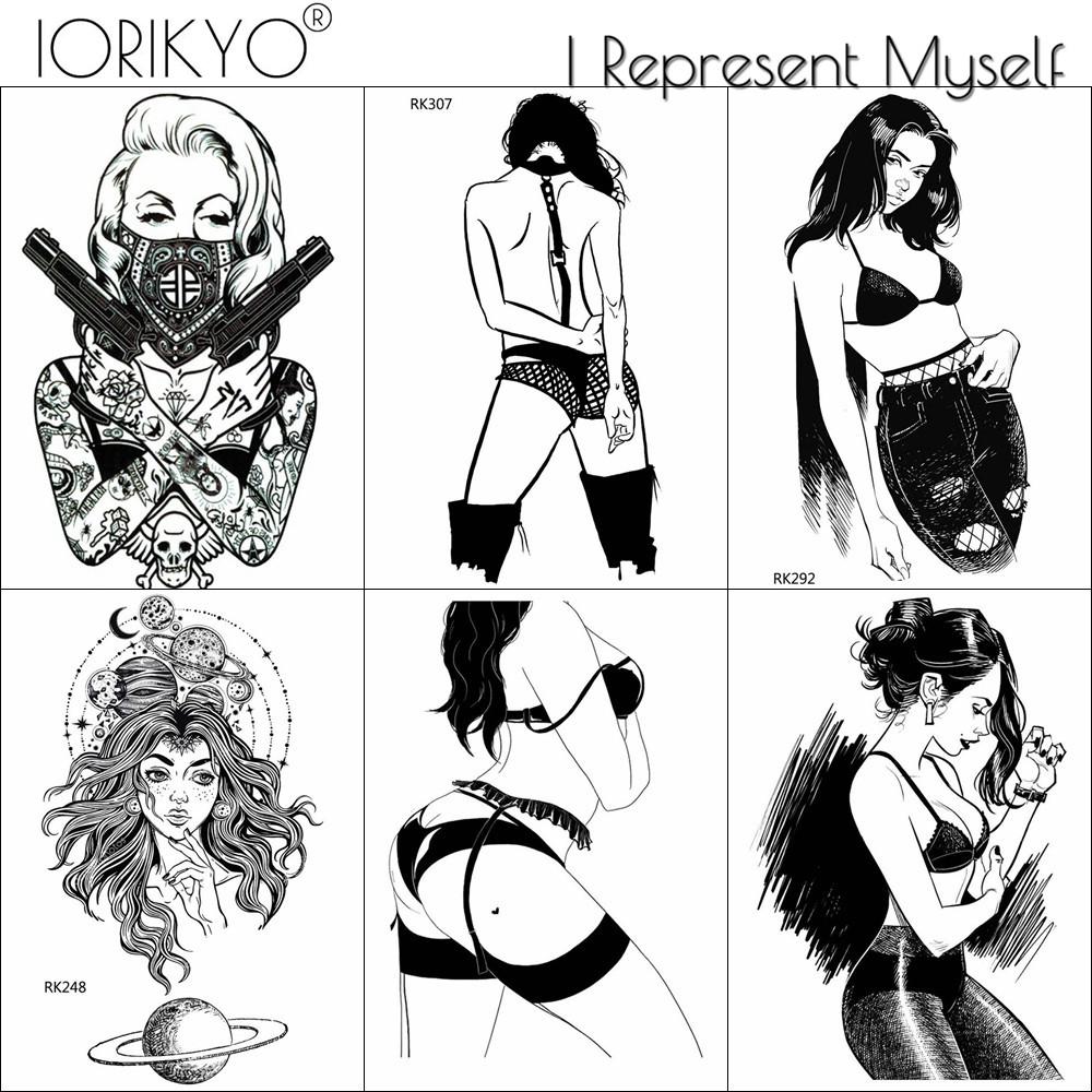 1000x1000 New Black Adults Tattoo Stickers Women Body Art Drawing Temporary - Letter Art Drawing