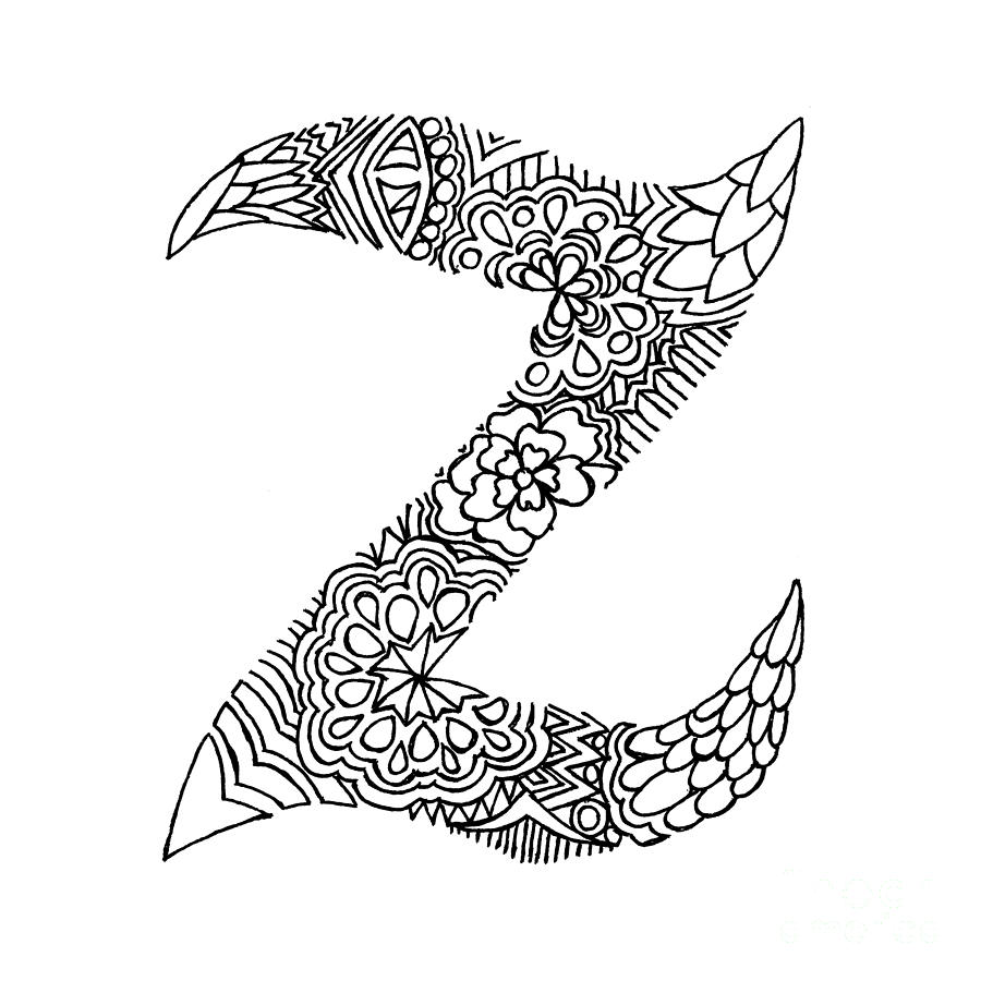 900x900 Patterned Letter Z Drawing - Letter Art Drawing