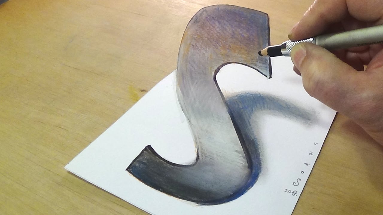 1280x720 Trick Art Drawing - Letter Art Drawing