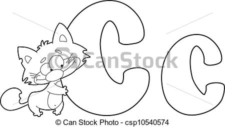 450x254 Illustration Of A Letter C Cat Outlined - Letter C Drawing