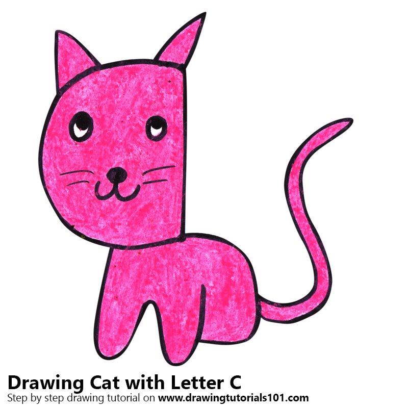 800x800 Learn How To Draw A Cat From Letter C - Letter C Drawing