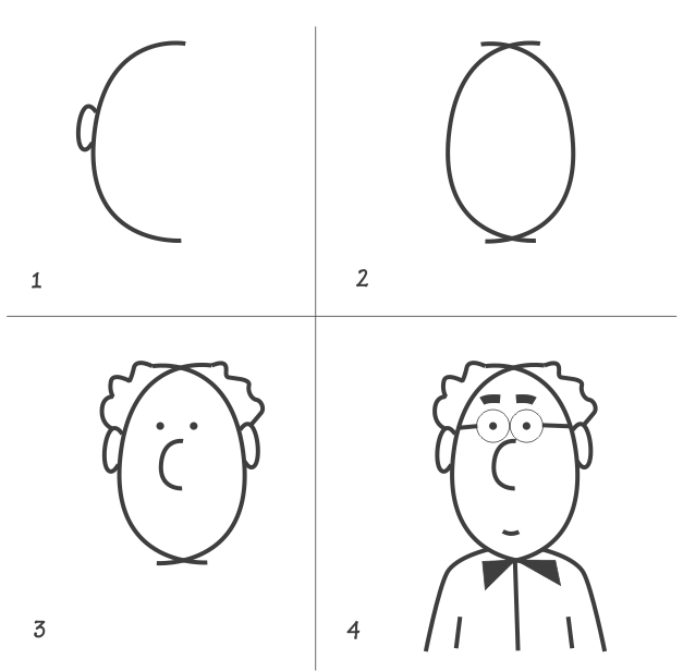 627x616 Draw It Easy How To Draw Man Start With Letter C - Letter C Drawing