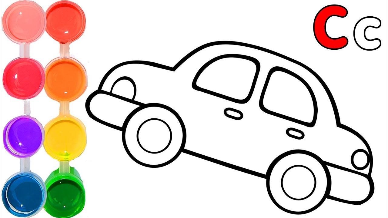 1280x720 How To Draw A Car Learn Easy Painting Letter C Abc Easy - Letter C Drawing