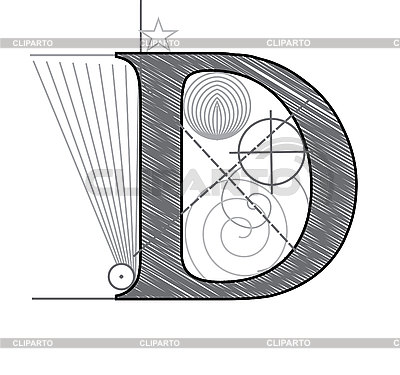 400x375 decorative drawing initial letter d stock vector graphics cliparto - Letter D Drawing