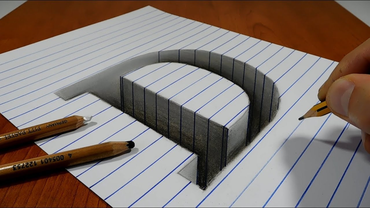1280x720 Draw A Letter D Hole On Line Paper Trick Art - Letter D Drawing