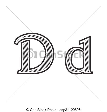 450x470 font tattoo engraving letter d with shading font tattoo vector - Letter D Drawing
