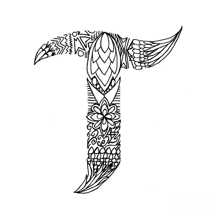 900x900 Patterned Letter T Drawing - Letter Drawing
