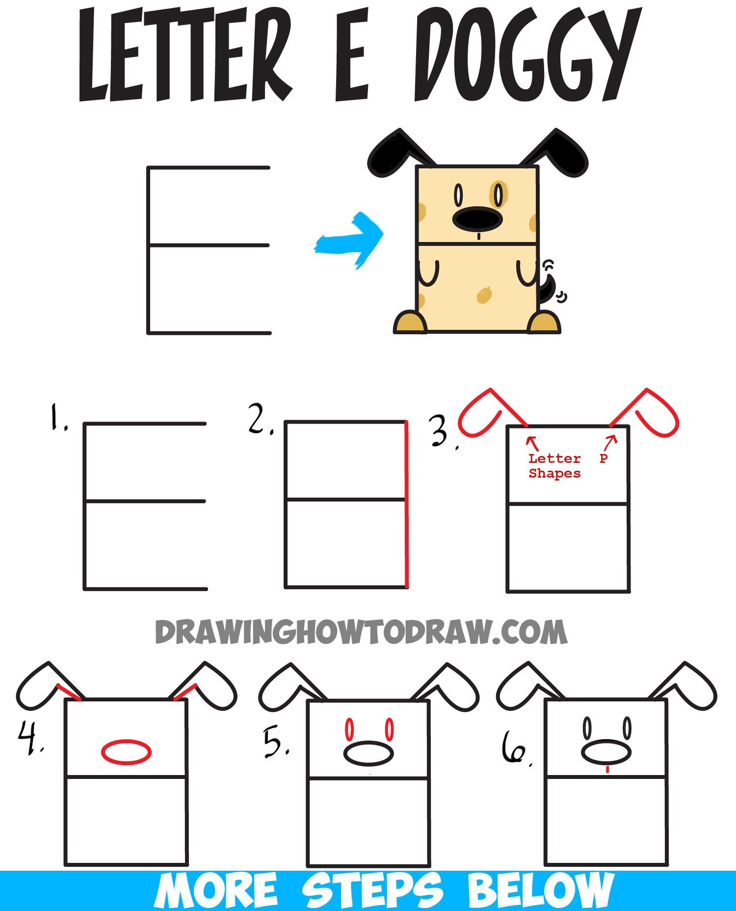 1500x1856 how to draw a cartoon dog from uppercase letter e easy steps - Letter E Drawing