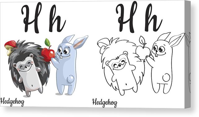 642x377 hedgehog vector alphabet letter h, coloring - Letter H Drawing