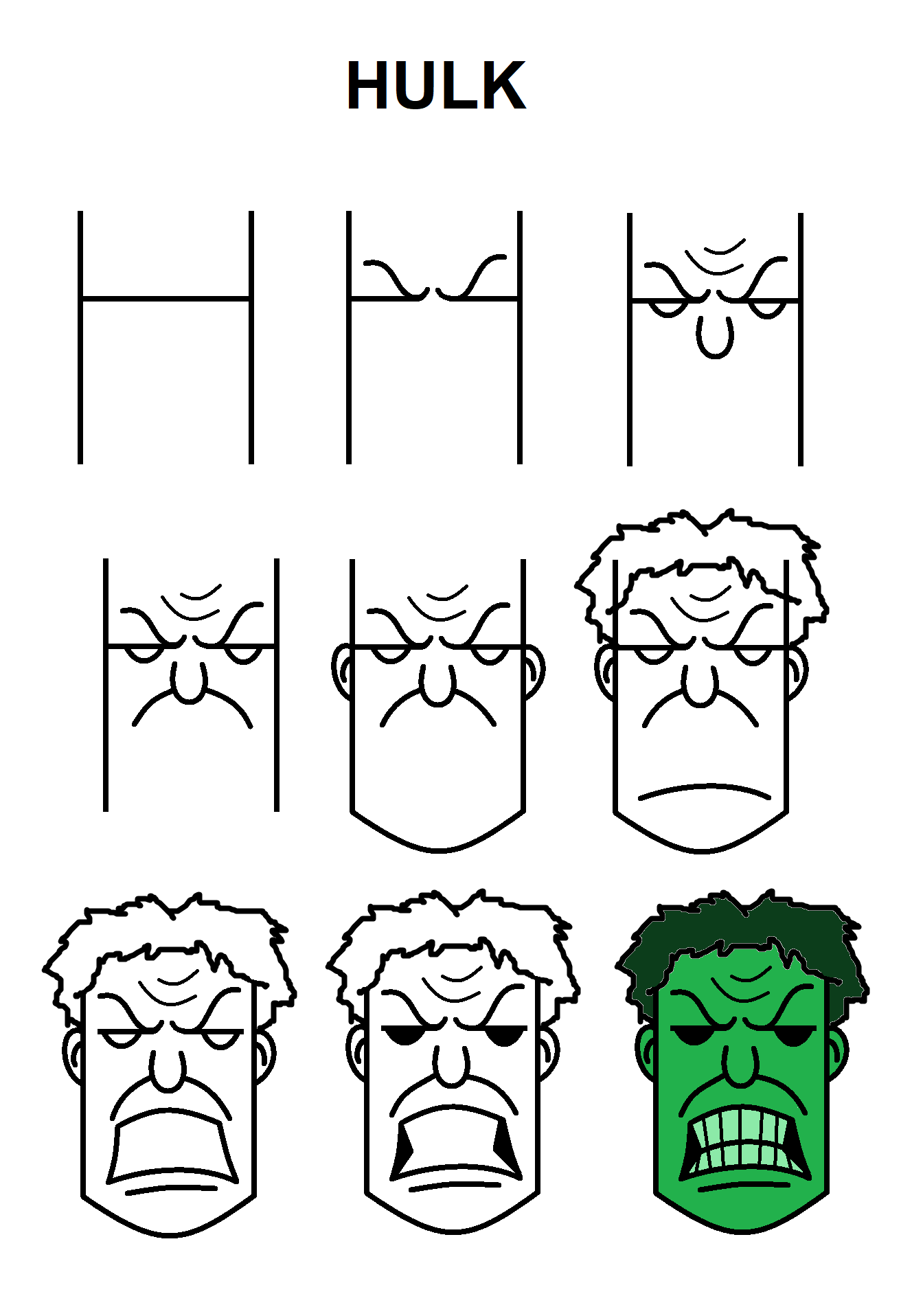 1328x1916 Hulk With The Letter 'h' Drawing Tutorials In Easy - Letter H Drawing