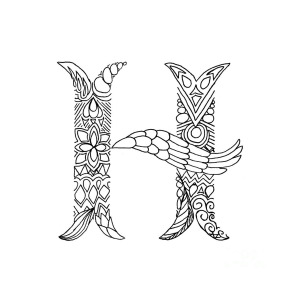 300x300 Patterned Letter H Drawing - Letter H Drawing