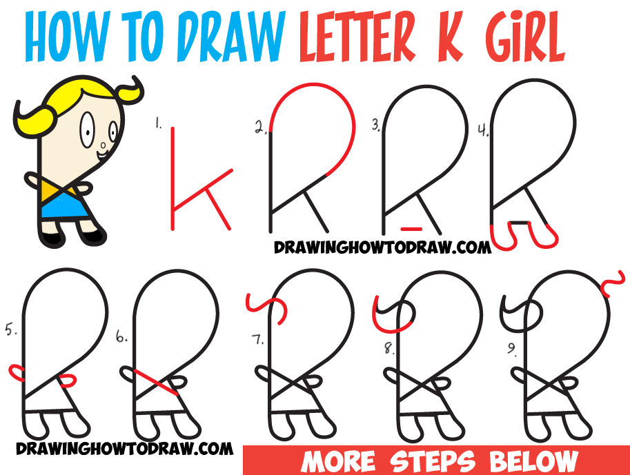 913x689 Huge Guide To Drawing Cartoon Characters From Lowercase Letter K - Letter K Drawing