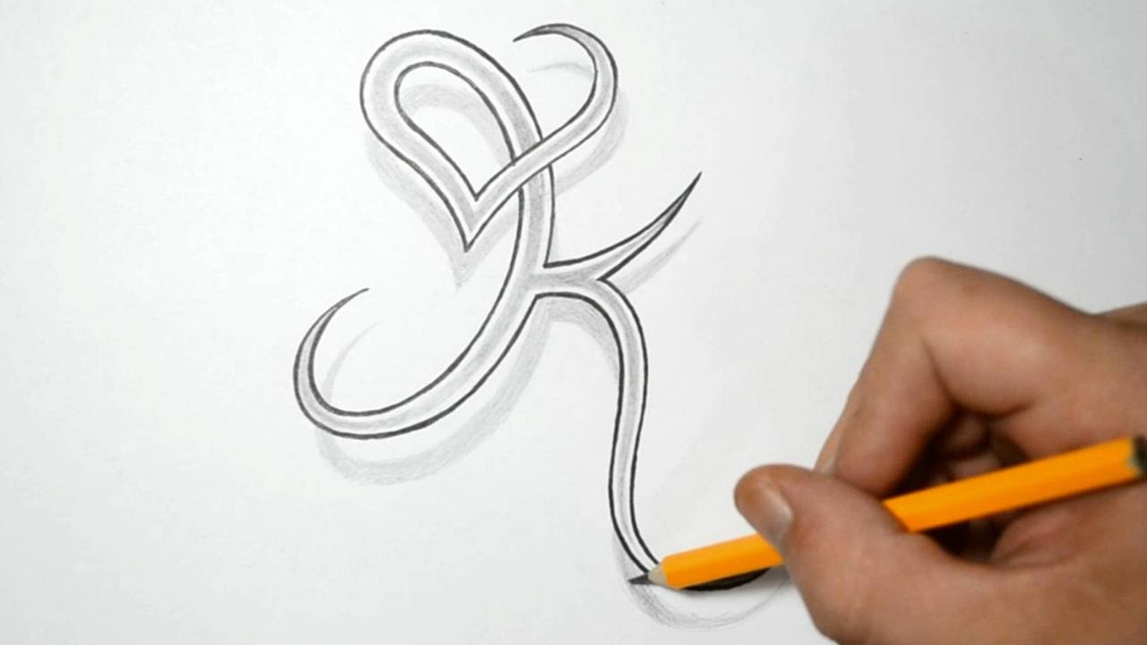 1280x720 Letter K And Heart Combined - Letter K Drawing