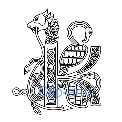 500x500 Celtic Capital K - Letter K Drawing