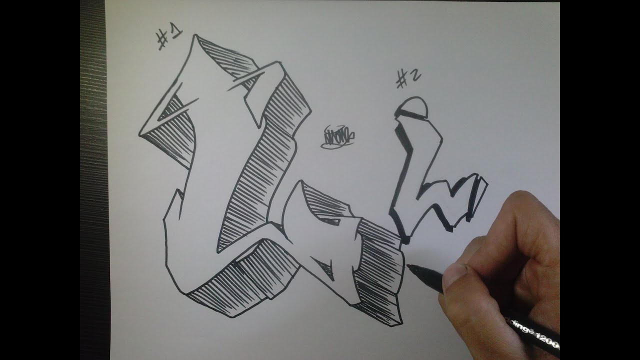 1280x720 How To Draw Graffiti Letter L On Paper - Letter L Drawing