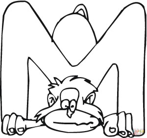 300x281 Letter M Coloring Pages For Kids - Letter M Drawing