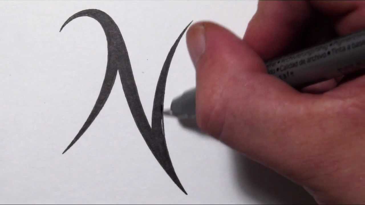 1280x720 How To Draw A Simple Tribal Letter N - Letter N Drawing