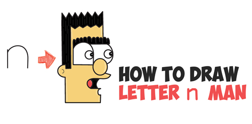 500x246 How To Draw A Cartoon Man From Lowercase Letter N In Easy Steps - Letter N Drawing