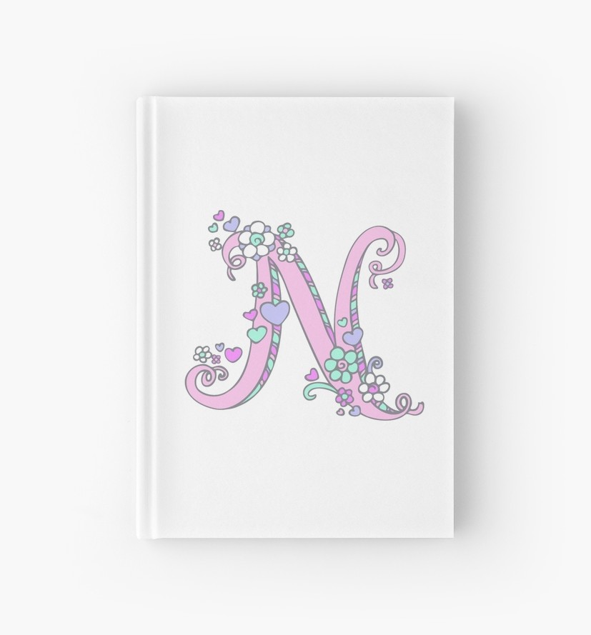 827x889 Letter N Drawing Doodle Monogram Art Hardcover Journals - Letter N Drawing