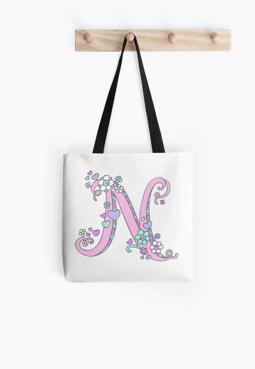 831x1200 Letter N Drawing Doodle Monogram Art Tote Bags - Letter N Drawing