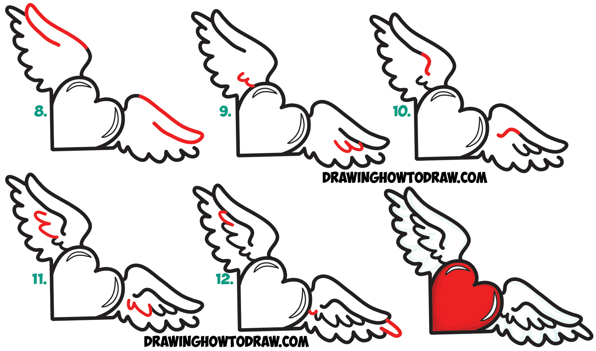 2000x1178 how to draw heart with wings from lowercase letter r shapes - Letter R Drawing