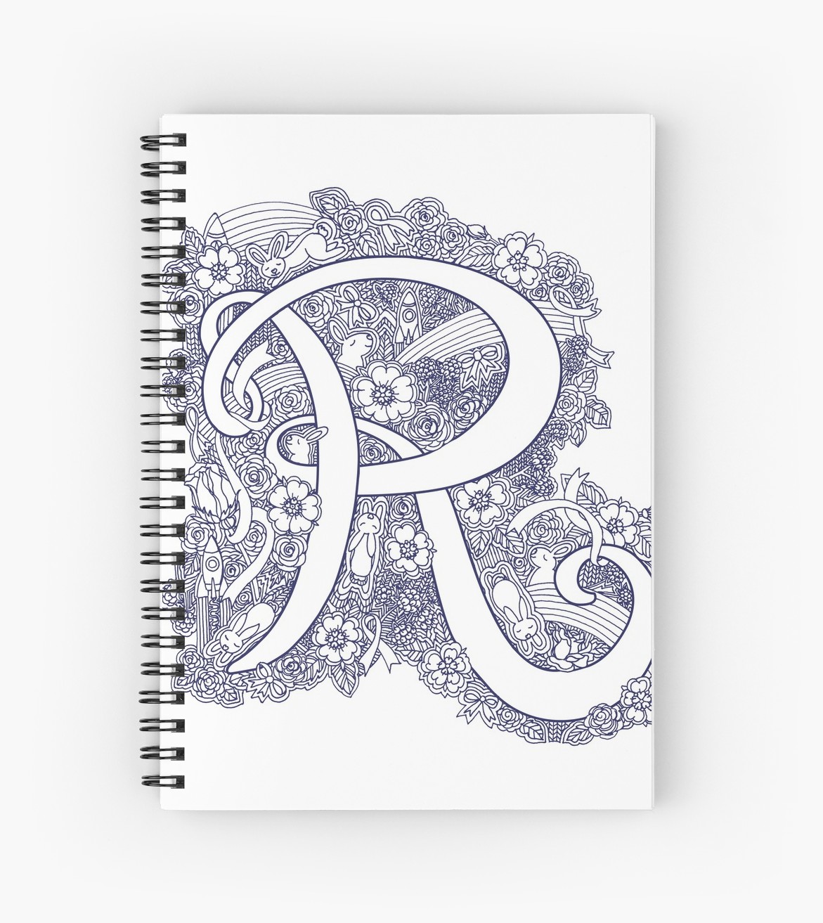 1171x1313 letter r monogram inked drawing art spiral notebooks - Letter R Drawing