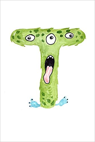 333x499 kids journal letter t cute monsters initial notebook, lined - Letter T Drawing