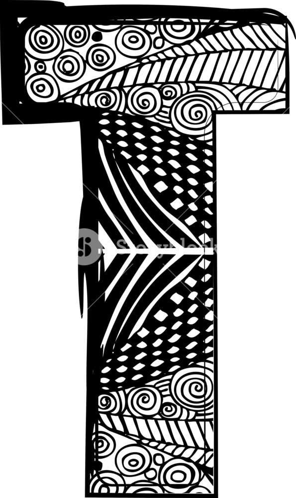 595x1000 letter t with abstract drawing vector illustration royalty free - Letter T Drawing