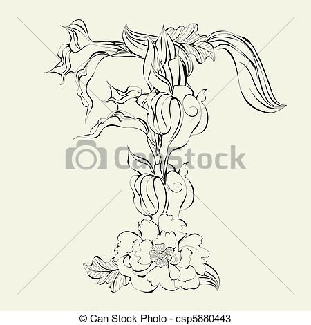 450x470 decorative font, letter t - Letter T Drawing